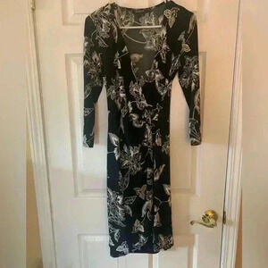Woman’s Wrap Black Floral Glamour Dress